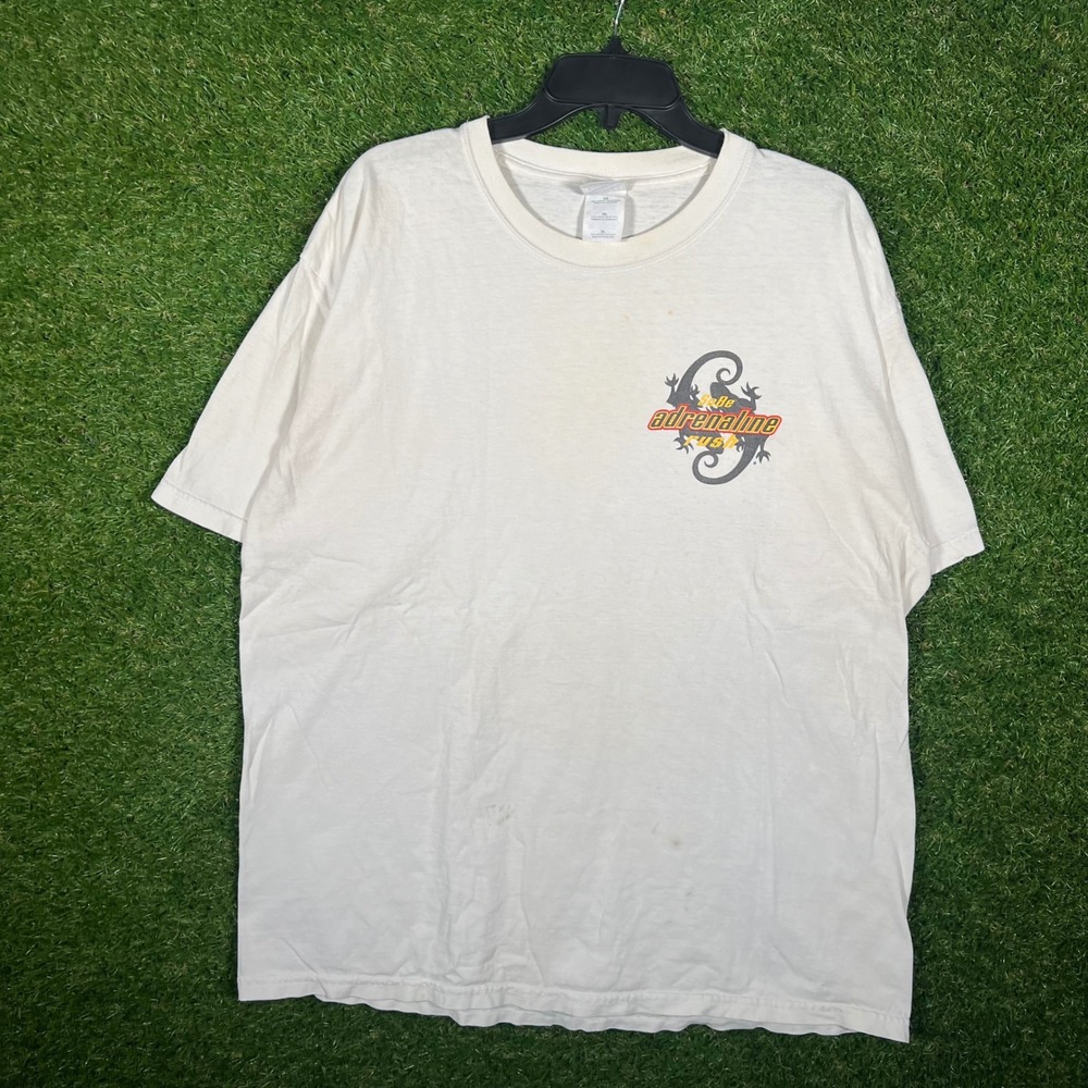 Gildan Ultra Cotton The Adrenaline Rush Graphic T-Shirt Mens XL White 2488